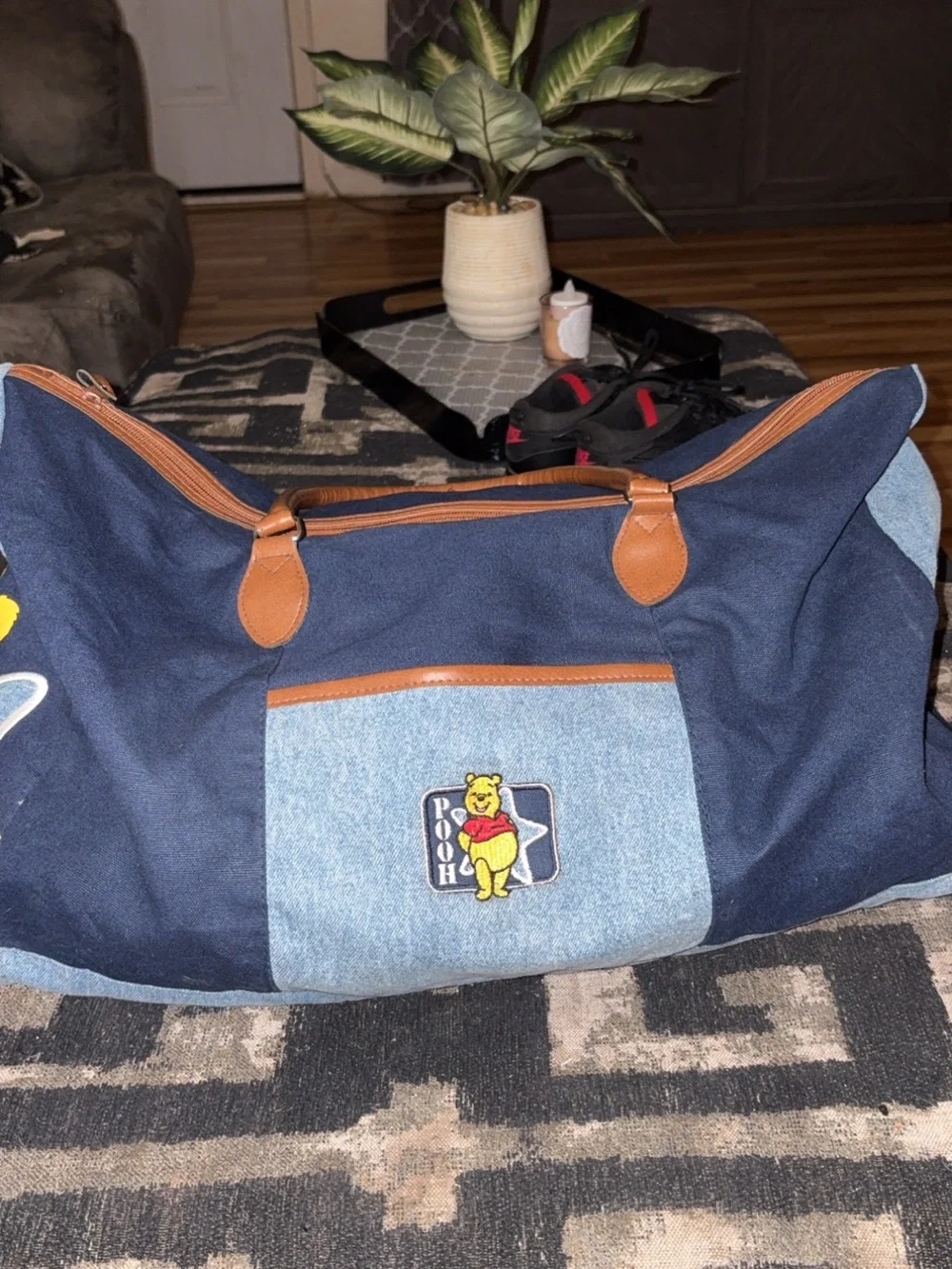 Disney Navy Sling Bag with Winnie the Pooh Print and Red Accent